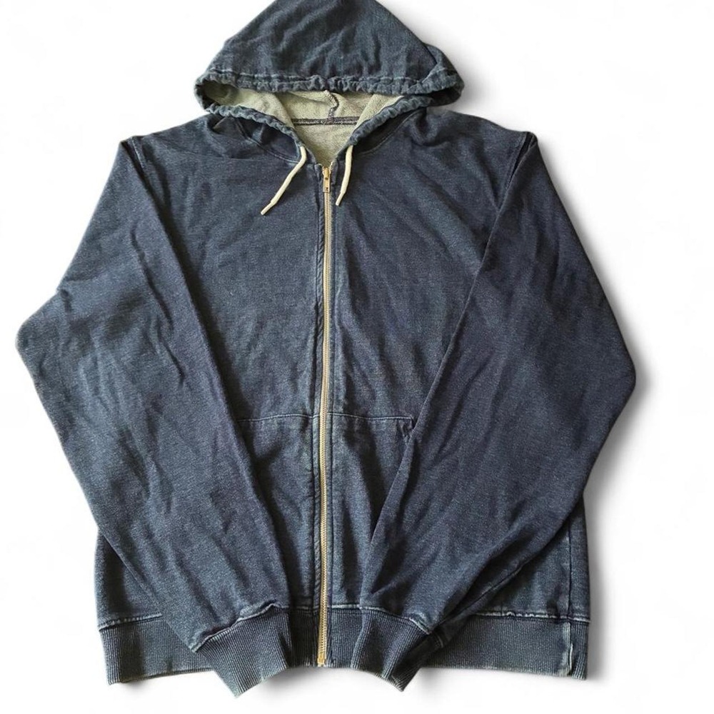 Vintage American Apparel Indigo Blue Full Zip Hoodie Made in USA Mens Medium